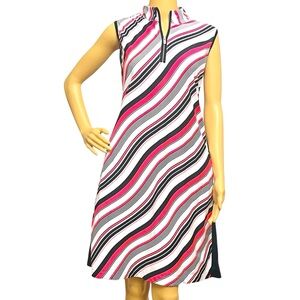 Tail Activewear Dress Golf Tennis UPF 50+ Diagonal Lines Mock Neck Zip/Pocket XL